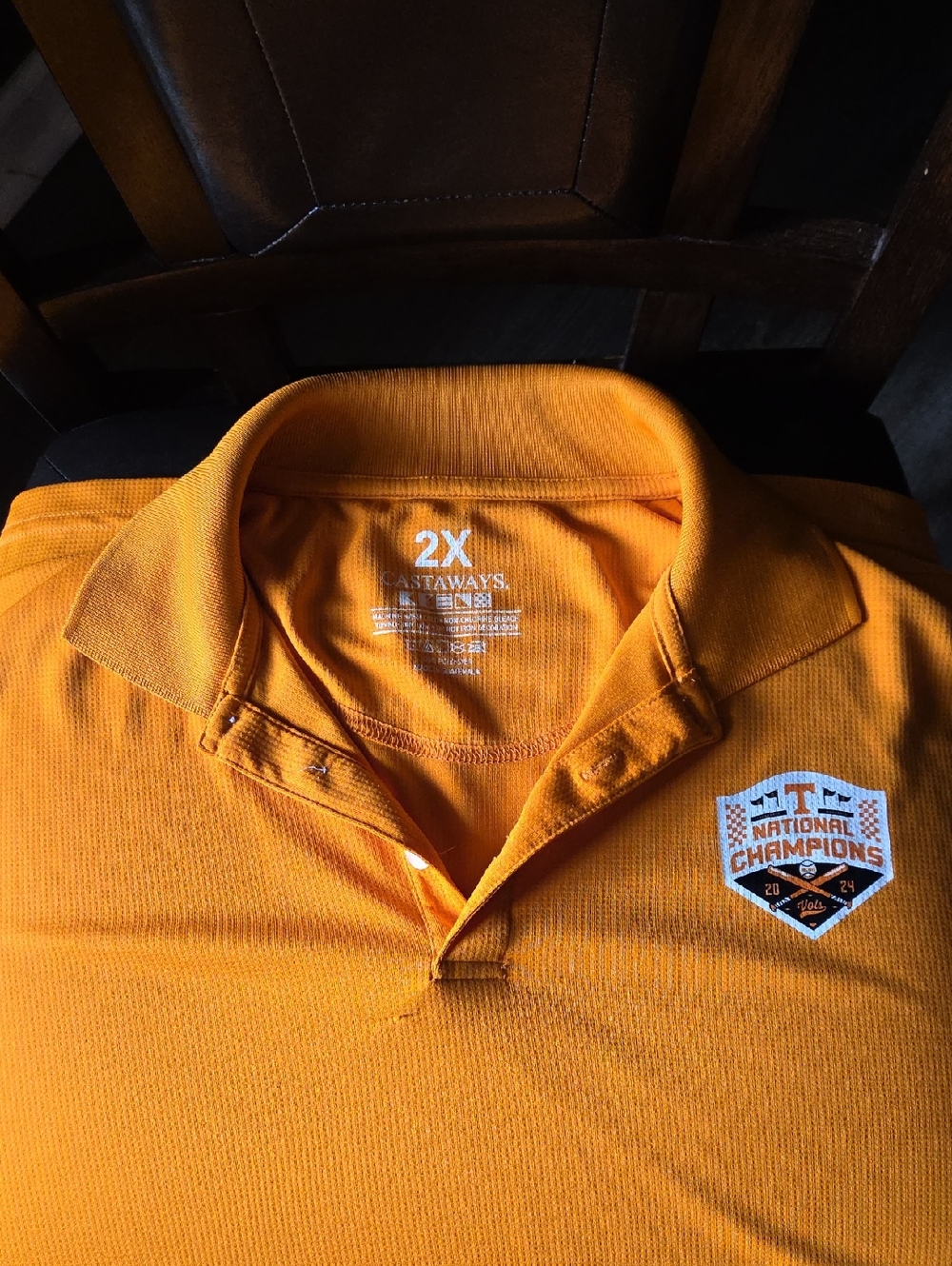 Men's Orange Polo with National Champions Patch